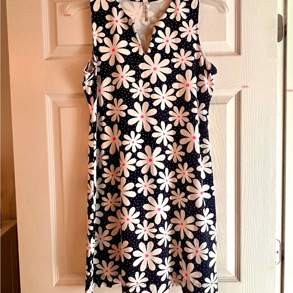 Lulu-B Navy and White Daisy Day Collar Dress